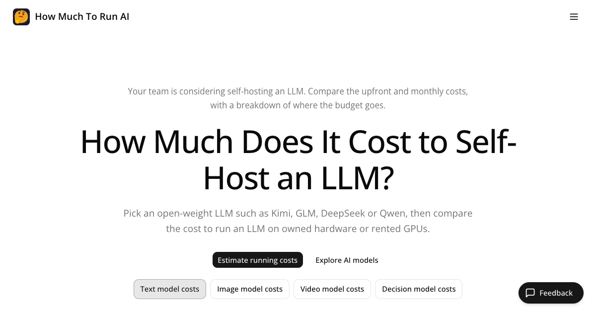 How Much To Run AI product preview