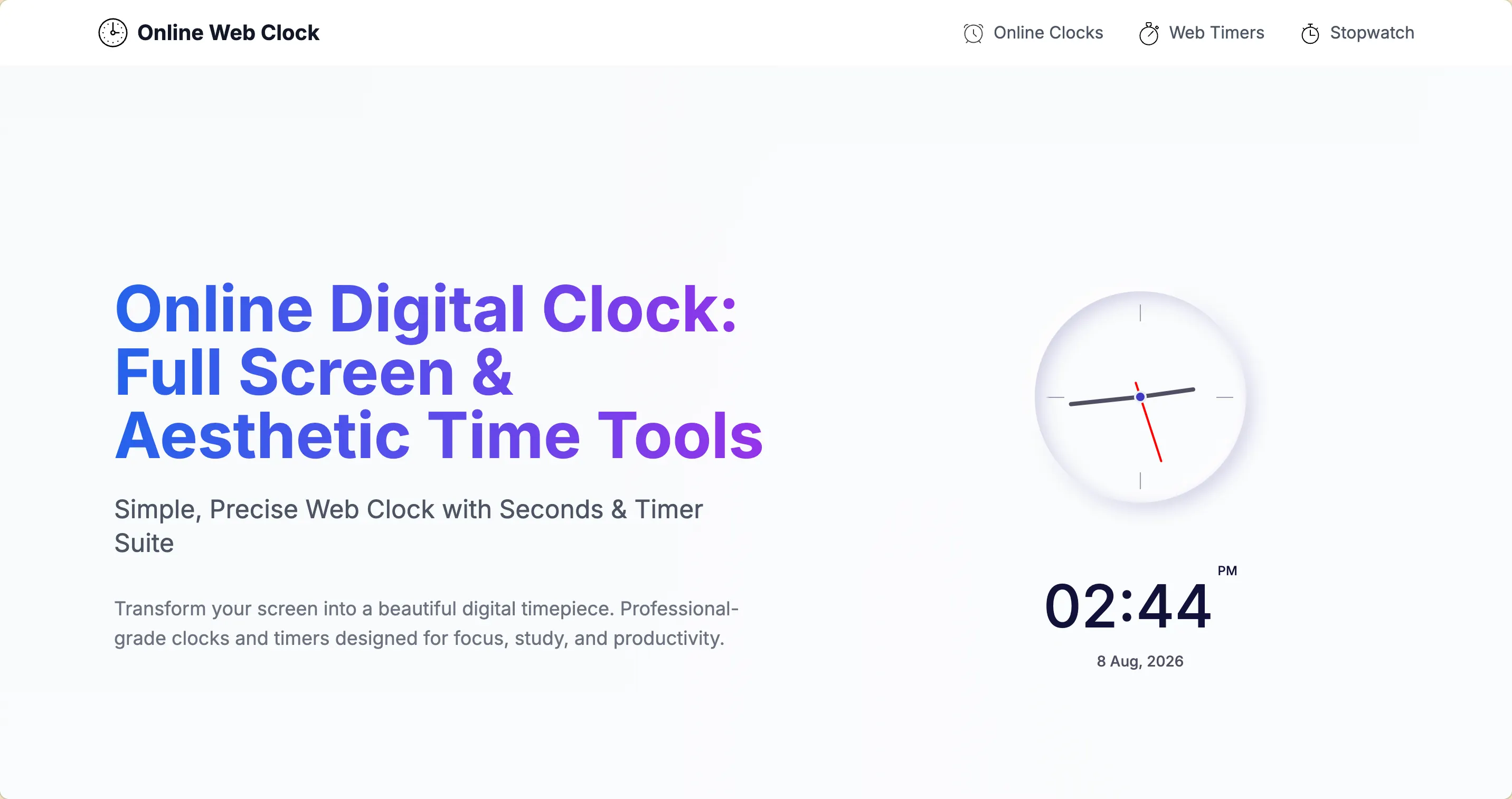 Online Clock product preview