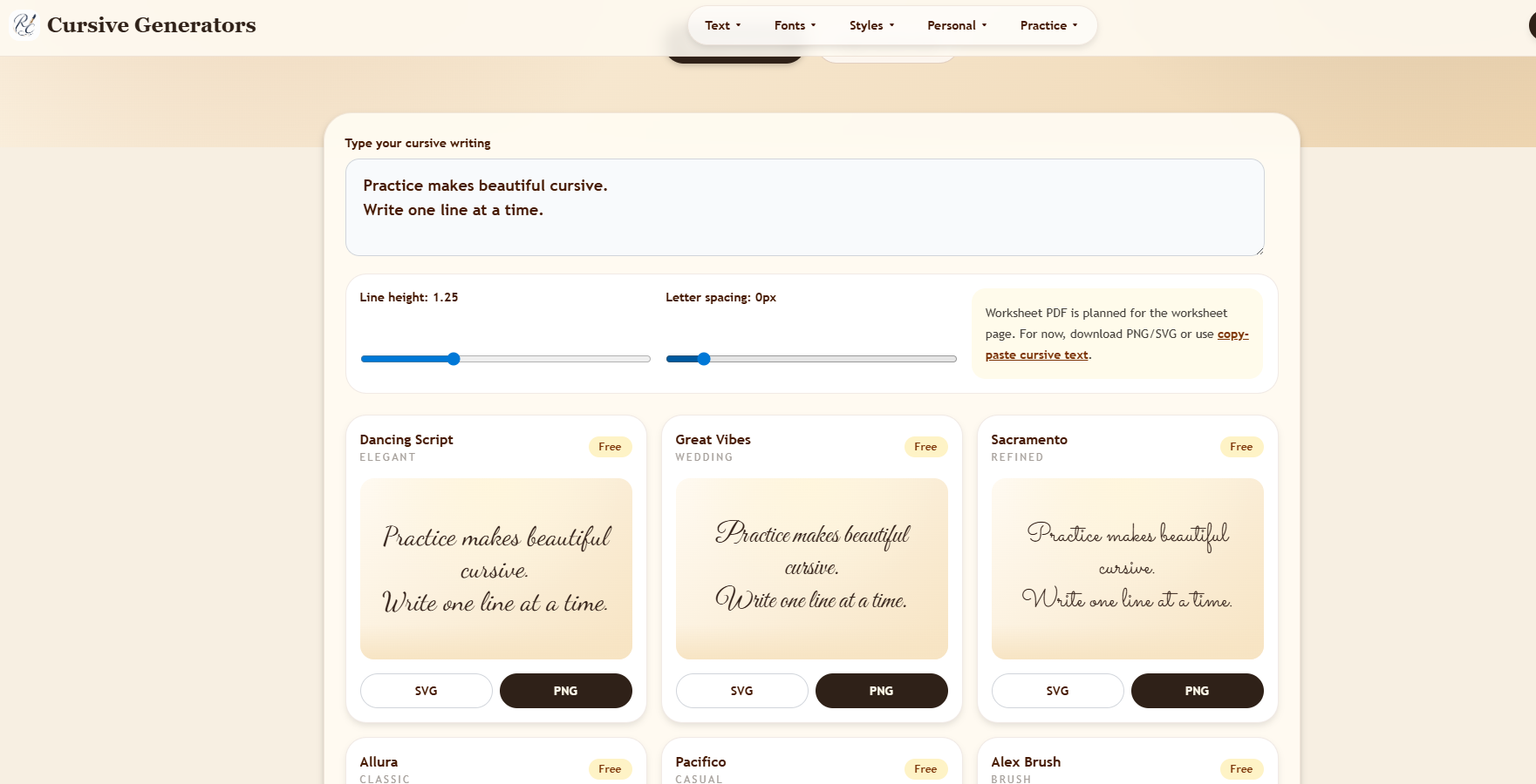 Cursive Generators product preview