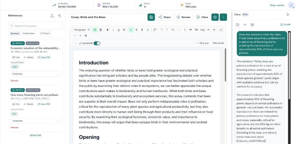 Clarami AI: Research Workspace for Academic Writing & Citation Management interface preview: Write evidence-backed academic papers with Clarami AI. One workspace for drafting,...